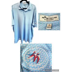 Peter Millar Golf Polo Shirt XL Summer Comfort Geometric Crown Performance Sport